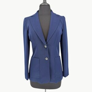 Vintage 70s Union Made Panther Button Blazer Size 9 10 Navy Blue Retro Classic